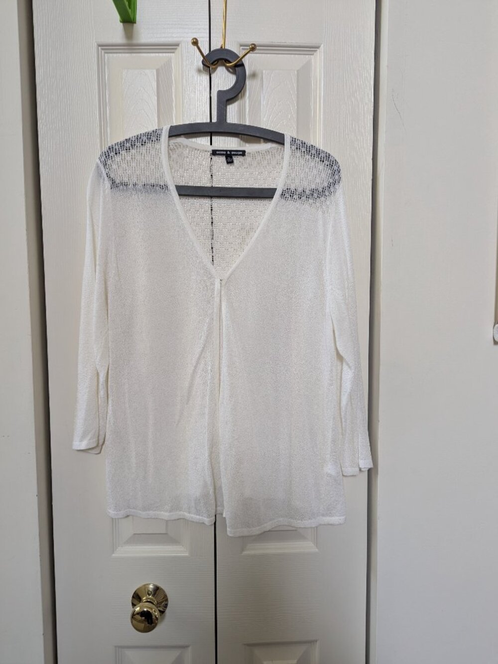 Cable & Gauge White 3/4 Length Sleeve Cardigan   Size XL